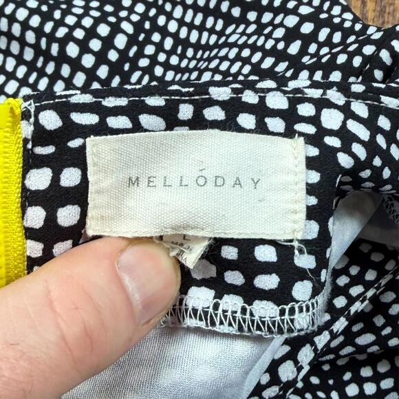 Melloday Womens L Black White Dot 1/4 Zip Top Stretch Blouse Tunic - Picture 3 of 8